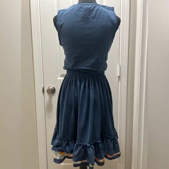 Matilda Jane Blue Sleeveless Dress with Colorful Ruffle Hem Size Small - Picture 3 of 4